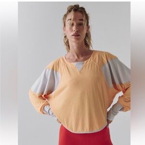 Free People Peach and Gray Colorblock Sweatshirt